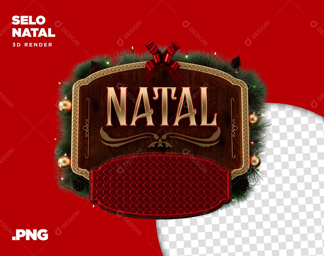 Selo 3D Natal Para Composição PSD + PNG