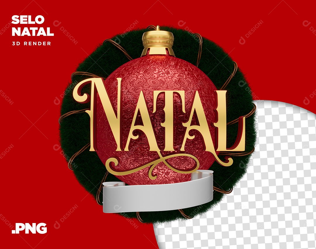 Selo 3D Natal Para Composição PSD + PNG