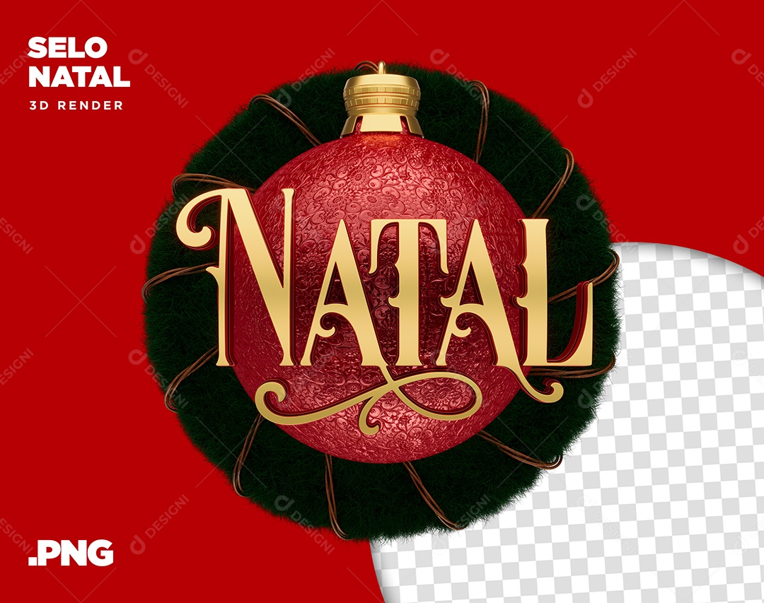 Selo 3D Natal Para Composição PSD + PNG