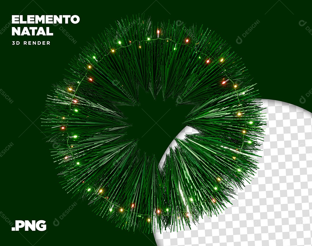 Elemento 3D Guirlanda Com Pisca Pisca Para Composição PSD + PNG