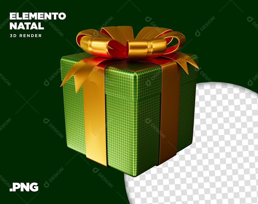 Elemento 3D Caixa De Presente De Natal Para Composição PSD + PNG