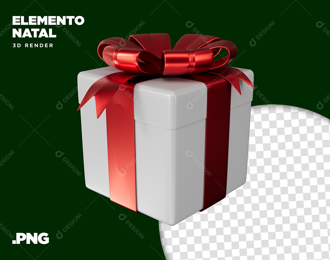 Elemento 3D Caixa De Presente Natal Para Composição PSD + PNG