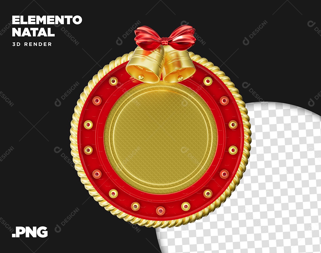 Elemento 3D Natalino Com Sino Para Composição PSD + PNG
