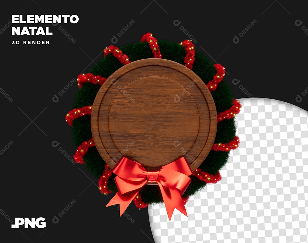 Elemento 3D Natal Laço Para Composição PSD + PNG