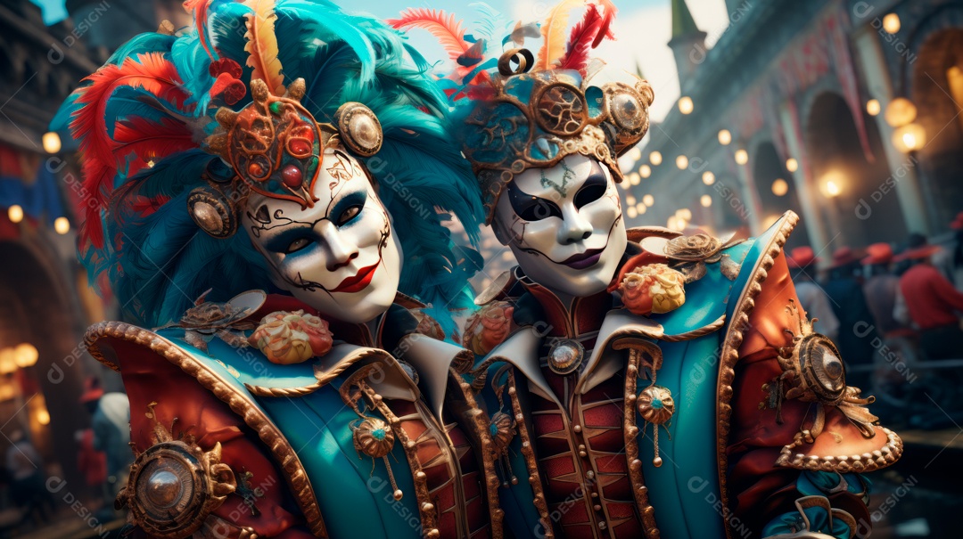 Desenho animado do Festival de Carnaval de Veneza, renderização em 3D de 3 a 13 de fevereiro IA generativa.