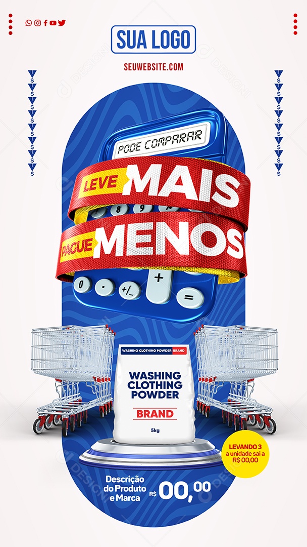 Story Social Media Supermercado Pode Comparar Leve Mais Pague Menos PSD Editável