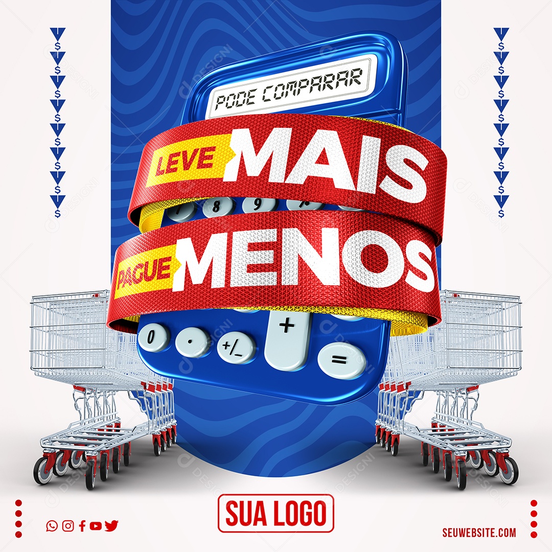 Social Media Supermercado Pode Comparar Leve Mais Pague Menos PSD Editável