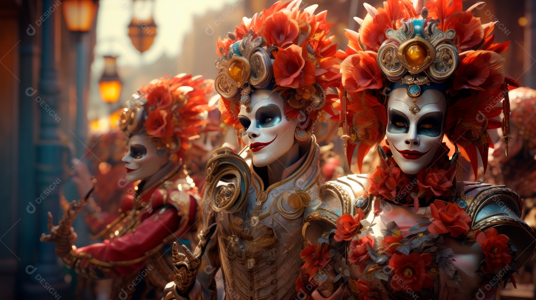 Desenho animado do Festival de Carnaval de Veneza, renderização em 3D de 3 a 13 de fevereiro IA generativa.