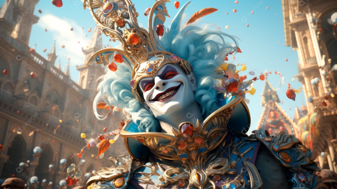 Desenho animado do Festival de Carnaval de Veneza, renderização em 3D de 3 a 13 de fevereiro IA generativa.