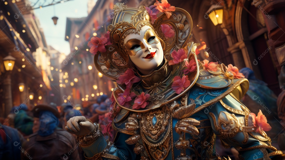 Desenho animado do Festival de Carnaval de Veneza, renderização em 3D de 3 a 13 de fevereiro IA generativa.