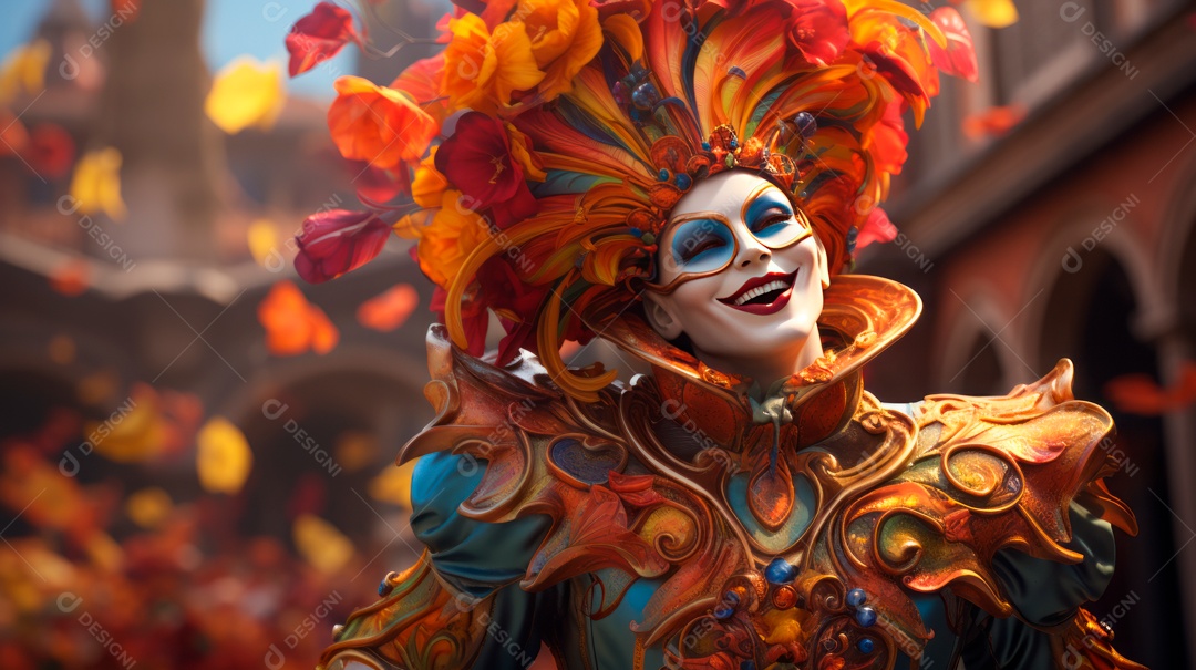 Desenho animado do Festival de Carnaval de Veneza, renderização em 3D de 3 a 13 de fevereiro IA generativa.