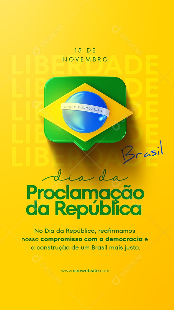 Social Media Story Compromisso Com a Democracia Dia Da Proclamação PSD Editável