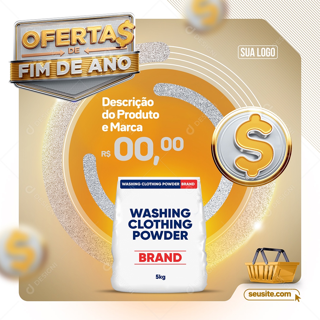 Supermercado Ofertas De Fim De Ano Produto Social Media PSD Editável