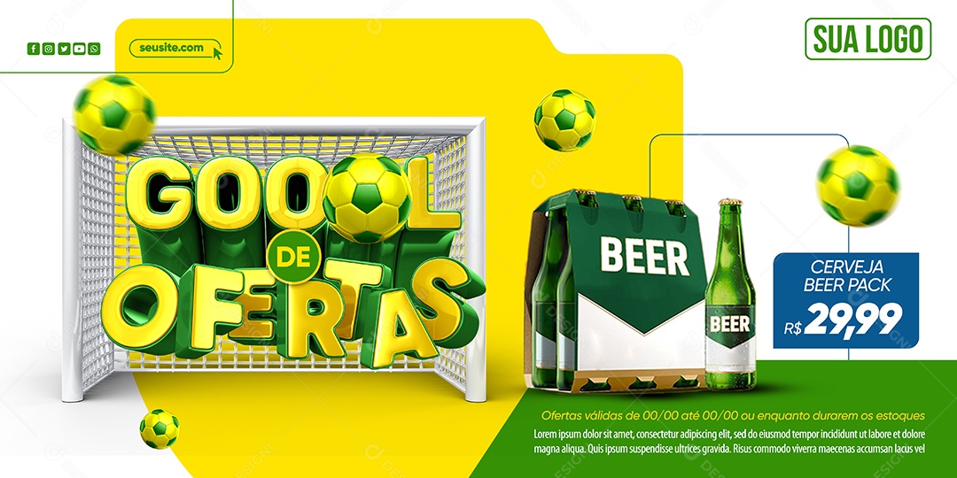 Story Supermercado Gol De Ofertas Cerveja Beer Pack Social Media PSD Editável