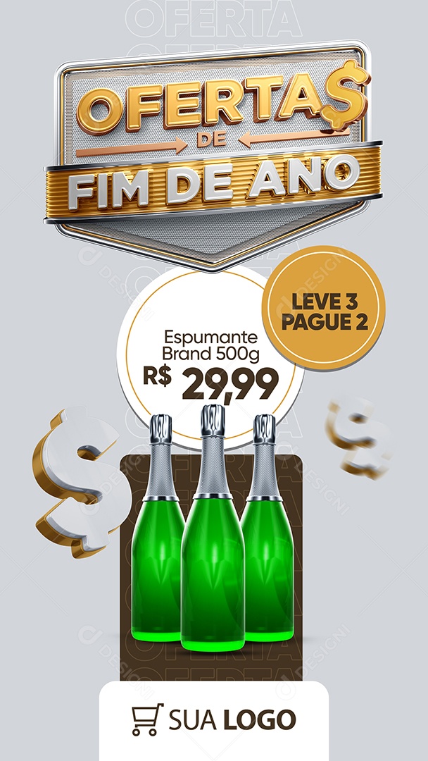 Story Supermercado Ofertas Fim De Ano Espumante Brand Leve 3 Pague 2 Social Media PSD Editável