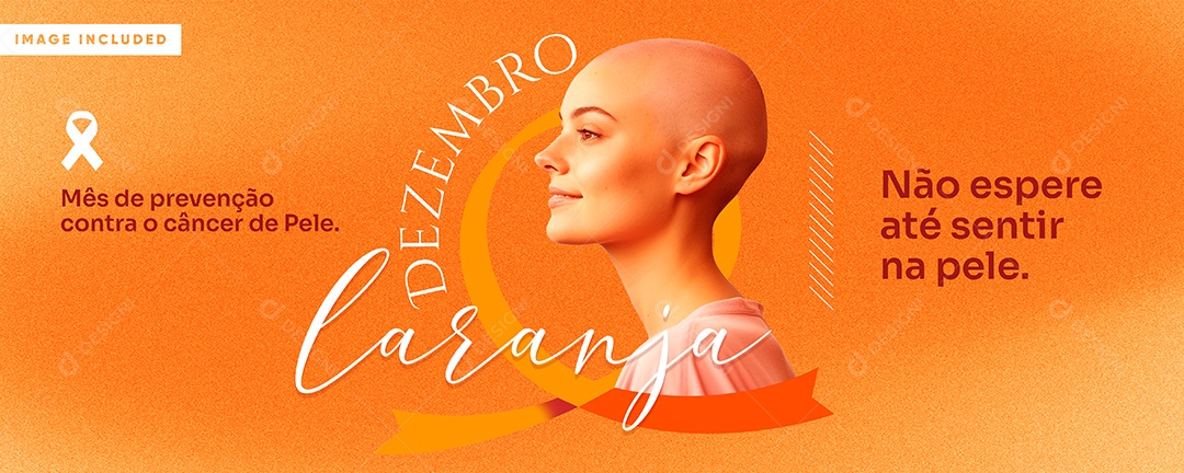 Banner Dezembro Laranja Mês de Prevenção Contra o Câncer de Pele Não Espere Até Sentir na Pele Social Media PSD Editável