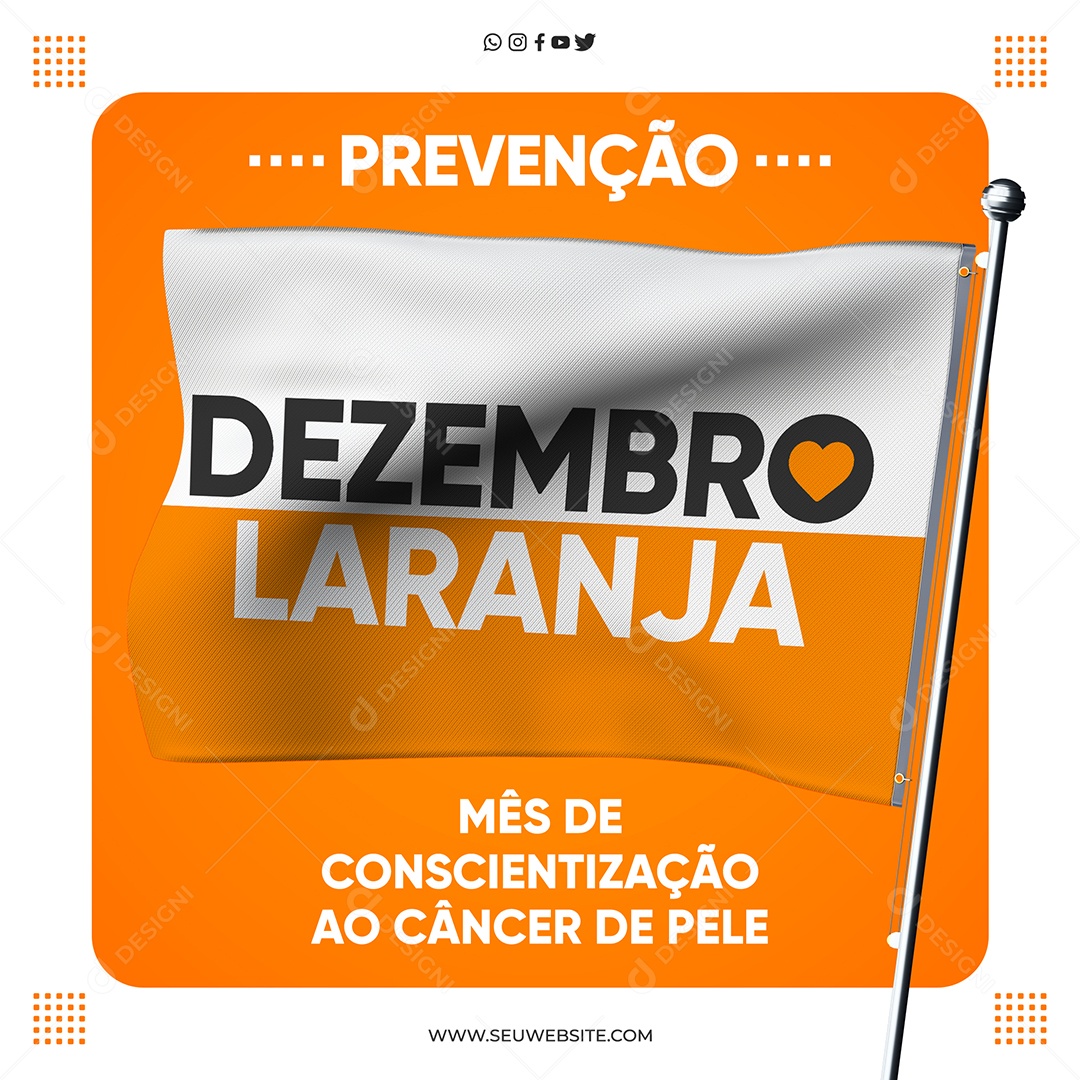 Dezembro Laranja Mês de Conscientização ao Câncer de Pele Social Media PSD Editável