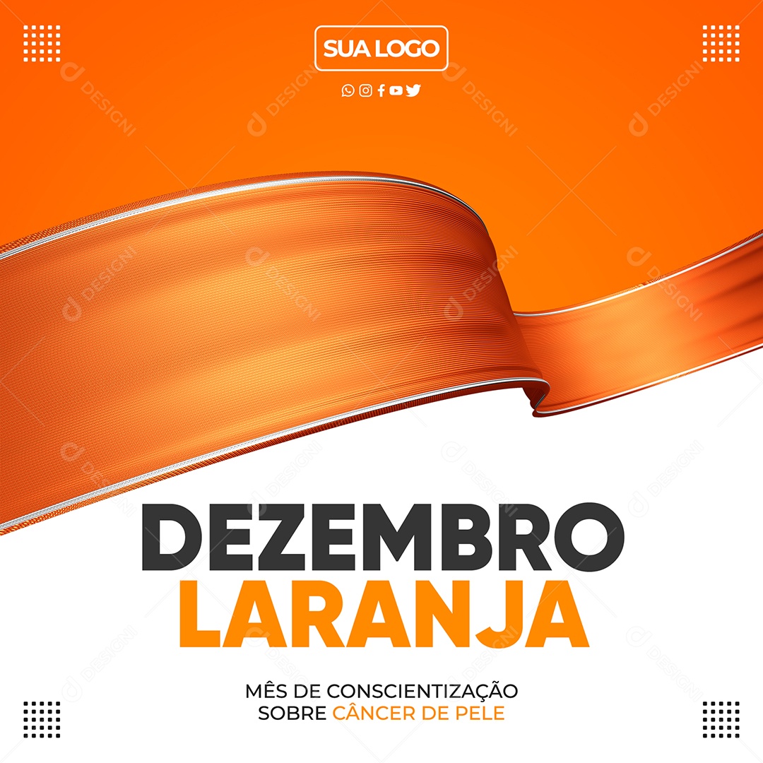 Dezembro Laranja Mês de Conscientização Sobre o Câncer de Pele Social Media PSD Editável