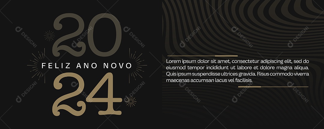 Banner Cartão de Réveillon Lojas Supermercados Comércios Feliz 2024 Ano Novo Social Media PSD Editável