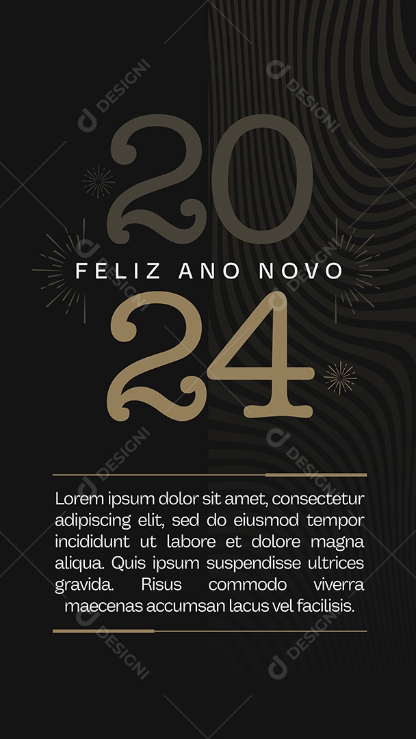 Story Cartão de Réveillon Lojas Supermercados Comércios Feliz 2024 Ano Novo Social Media PSD Editável