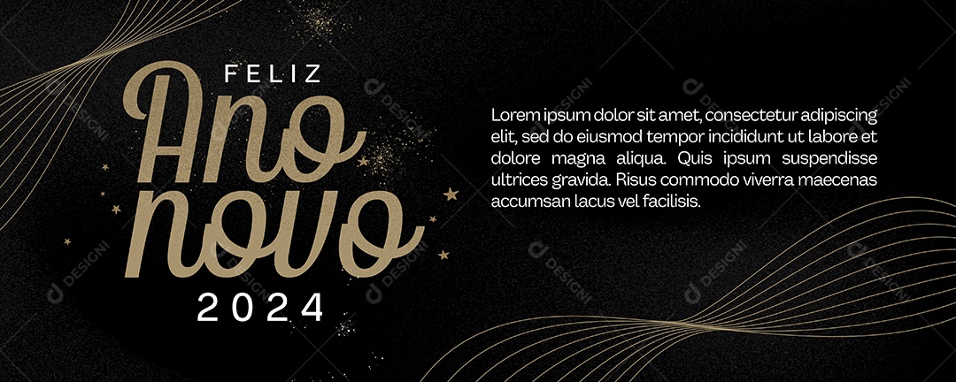 Banner Cartão de Ano Novo Lojas Supermercados Comércios Feliz Ano Novo 2024 Social Media PSD Editável