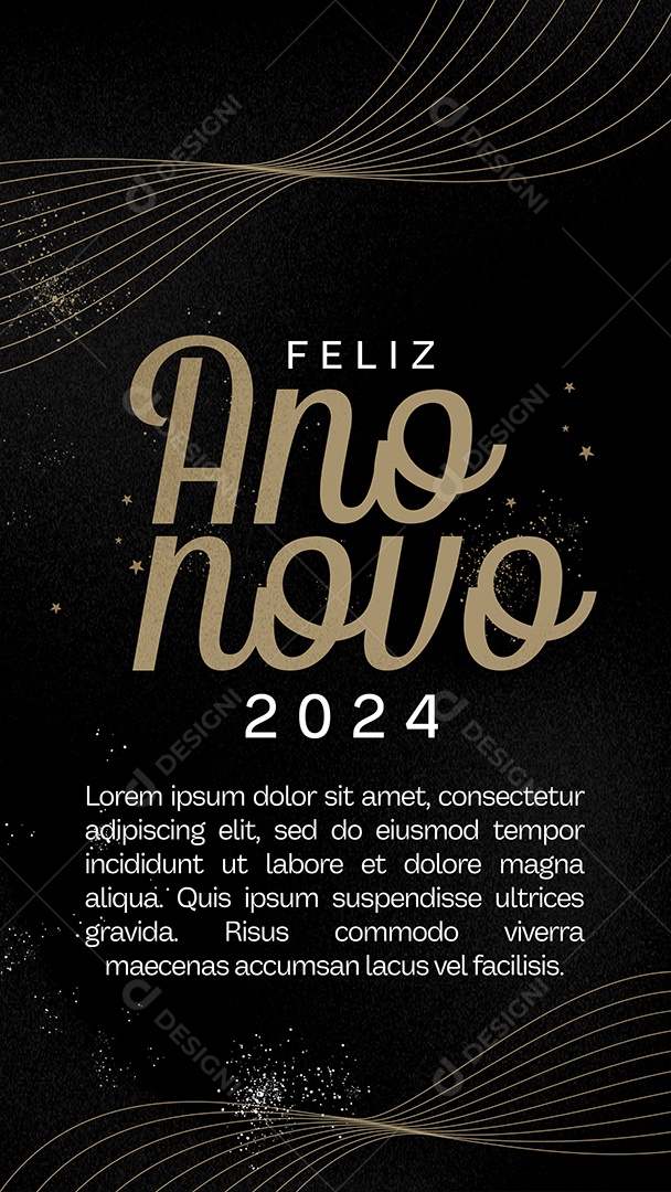 Story Cartão de Ano Novo Lojas Supermercados Comércios Feliz Ano Novo 2024 Social Media PSD Editável