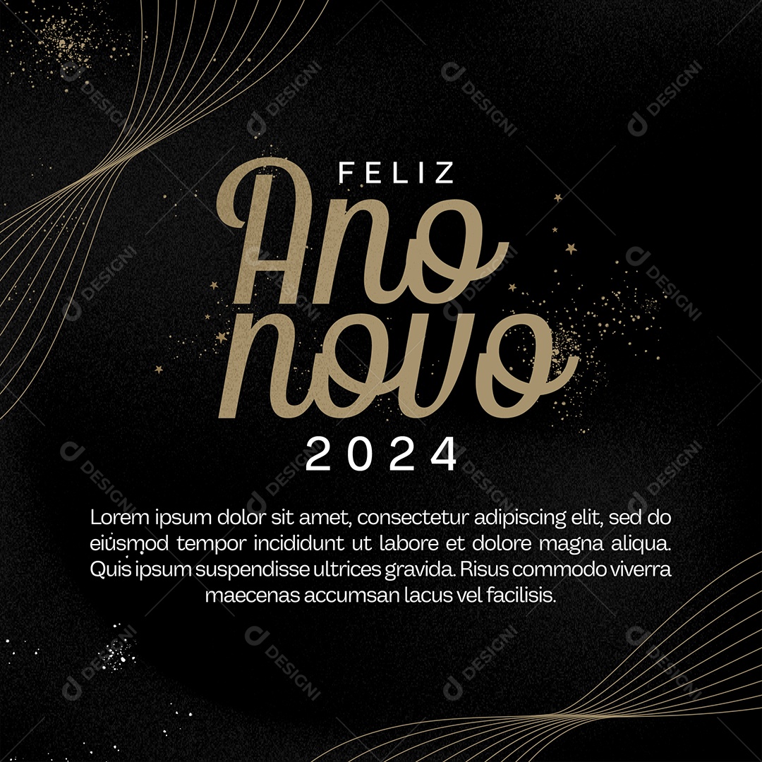 Cartão de Ano Novo Lojas Supermercados Comércios Feliz Ano Novo 2024 Social Media PSD Editável