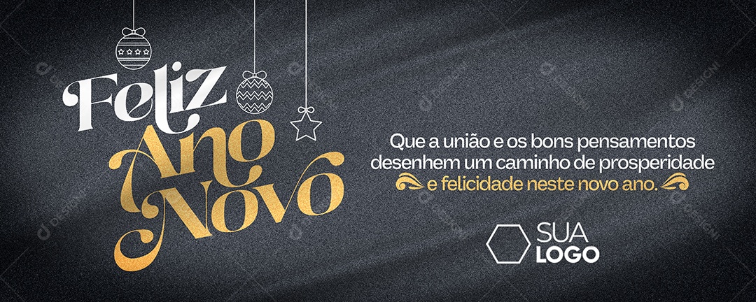 Banner Cartão de Ano Novo Lojas Supermercados Comércios Feliz Ano Novo Social Media PSD Editável