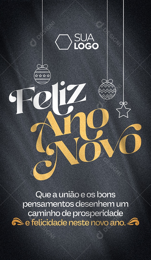 Story Cartão de Ano Novo Lojas Supermercados Comércios Feliz Ano Novo Social Media PSD Editável