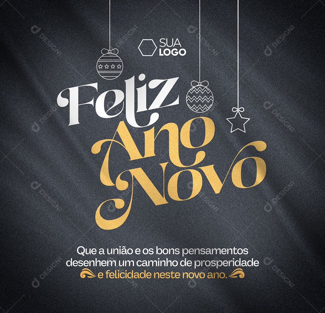 Cartão de Ano Novo Lojas Supermercados Comércios Feliz Ano Novo Social Media PSD Editável