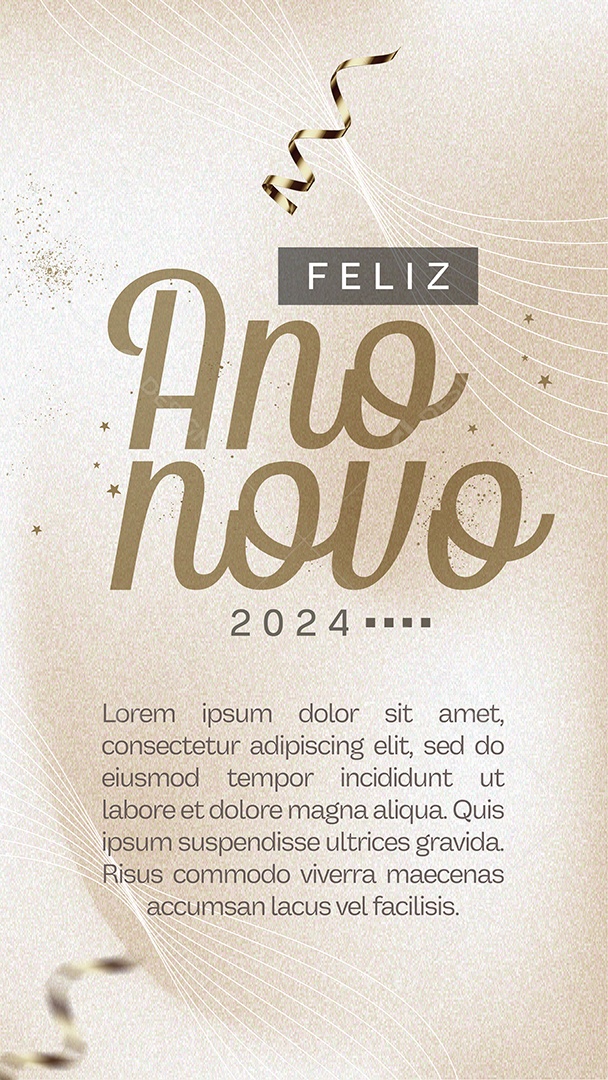 Story Cartão de Réveillon Lojas Supermercados Comércios Feliz Ano Novo 2024 Social Media PSD Editável