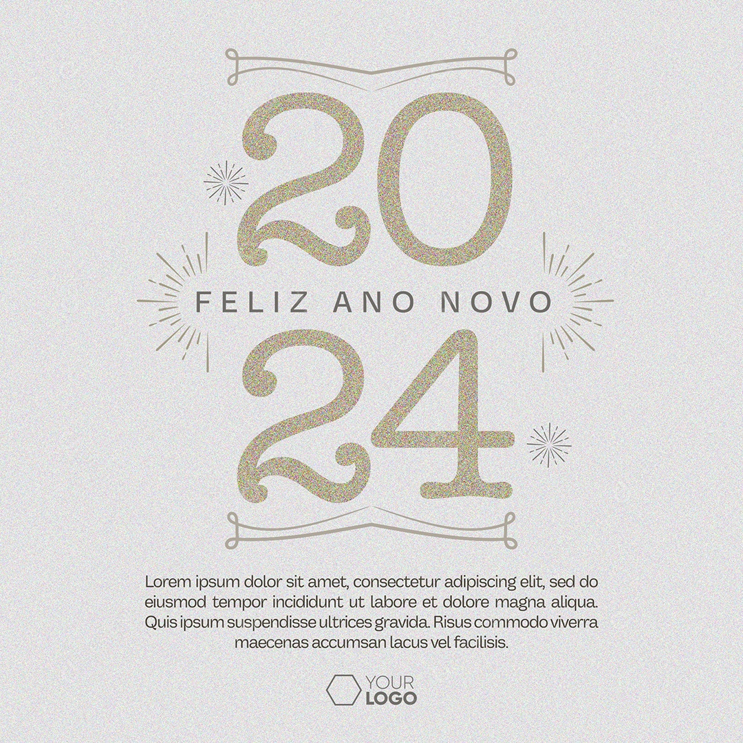 Cartão de Réveillon Lojas Supermercados Comércios Feliz Ano Novo 2024 Social Media PSD Editável