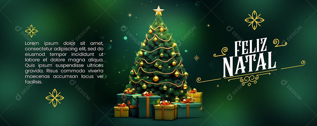 Banner Cartão Natalino Lojas Supermercado Comércios Feliz Natal Social Media PSD Editável