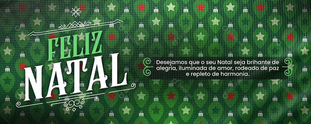 Banner Cartão Natalino Lojas Supermercado Comércios Desejamos Que o seu Natal Seja Brilhante de Alegria Social Media PSD Editável