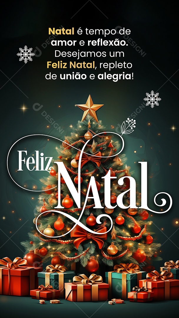 Story Social Media Cartão Natalino Lojas Supermercado Comércios Natal é Tempo de Amor e Reflexão Desejamos um Feliz Natal PSD Editável