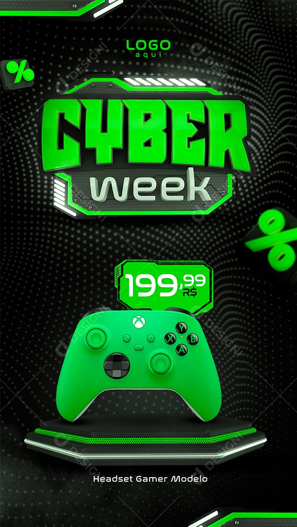 Story Cyber Week Headset Gamer Social Media PSD Editável