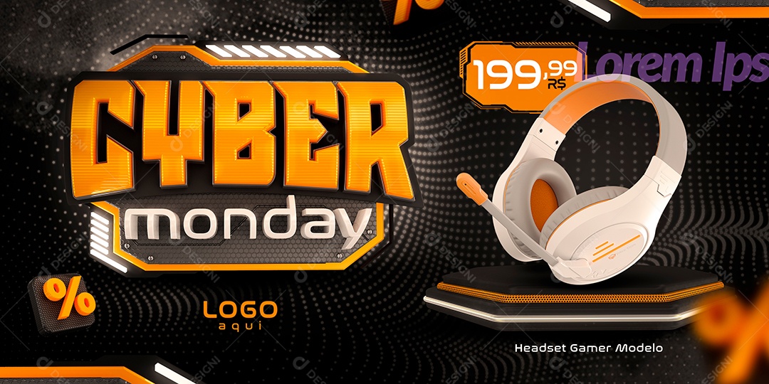 Banner Cyber Monday Headset Gamer Social Media PSD Editável