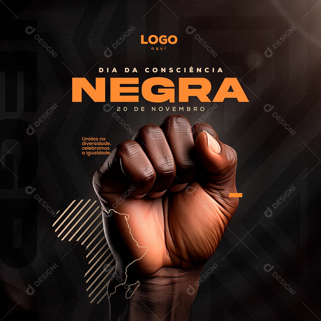 Dia da Consciência Negra 20 de Novembro Celebramos a Igualdade Social Media PSD Editável