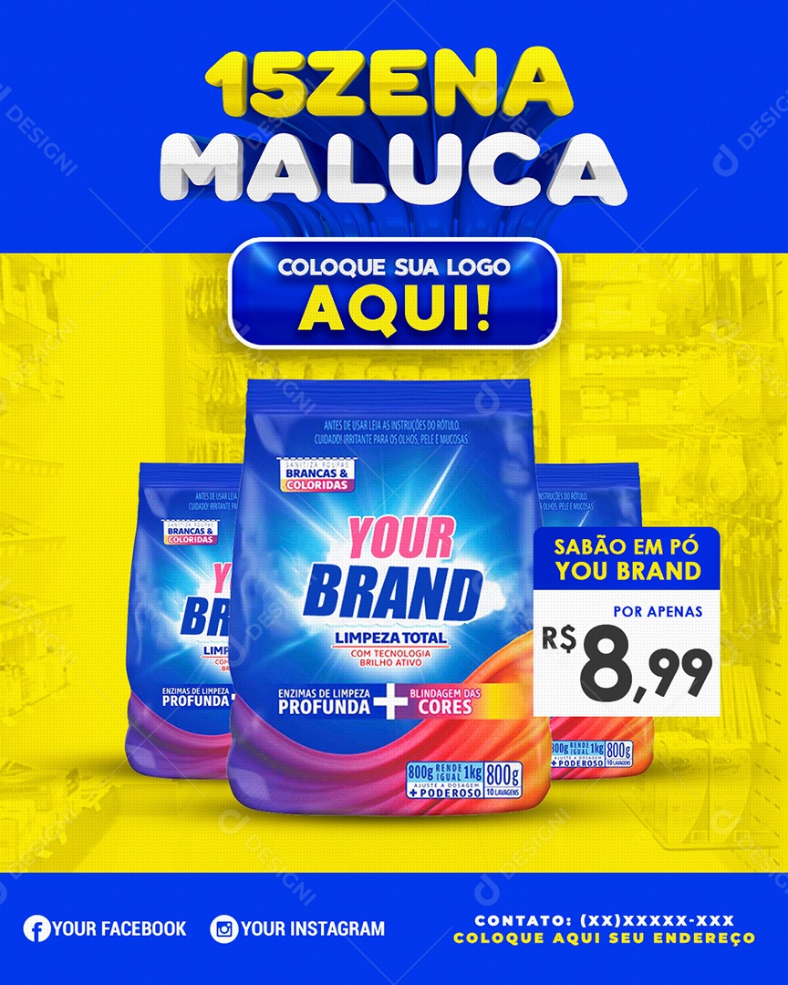 Supermercado 15zena Maluca Social Media PSD Editável
