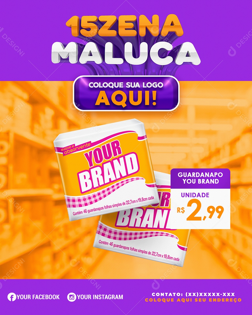Social Media Supermercado 15zena Maluca PSD Editável