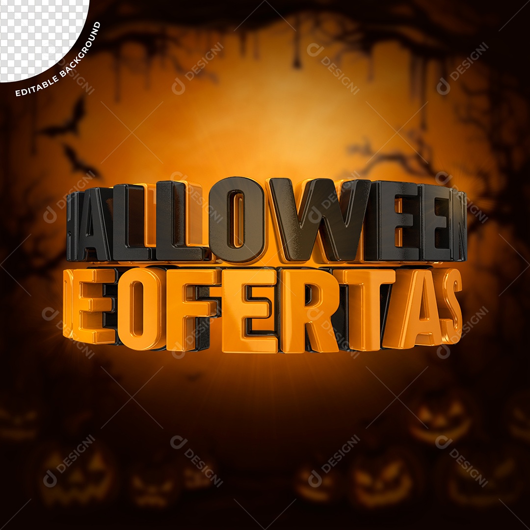 Halloween De Ofertas Texto 3D Para Composição PSD