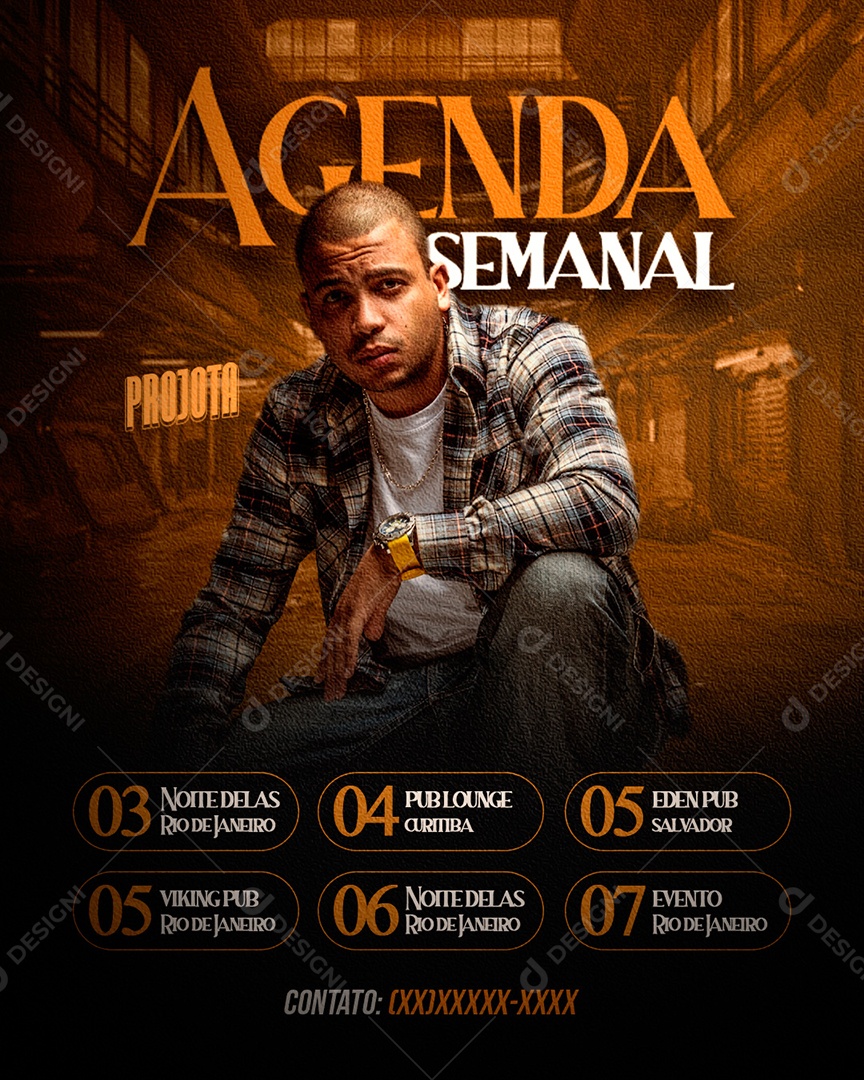 Flyer Feed Agenda Semanal Projota Social Media PSD Editável