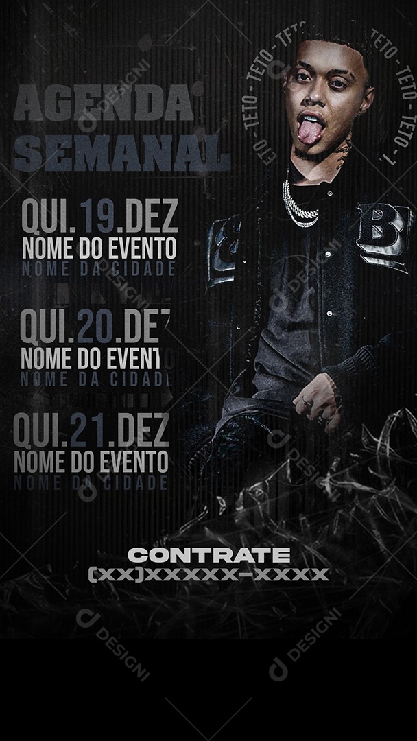 Social Media Flyer Story Agenda Semanal Teto PSD Editável