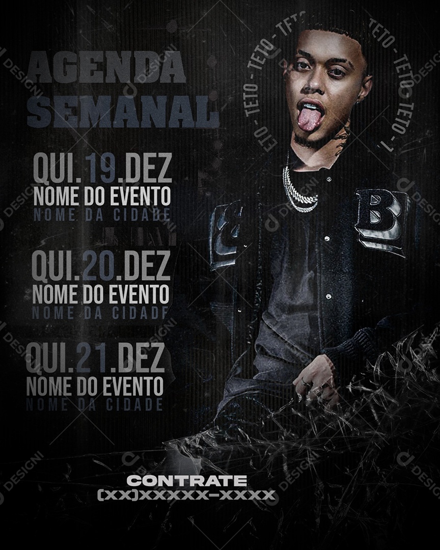 Social Media Flyer Feed Agenda Semanal Teto PSD Editável
