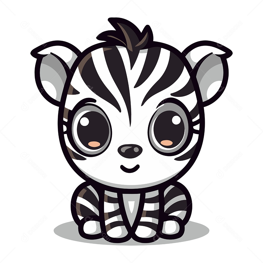 Filhote de Zebra Desenho Animado Ilustração Vetor EPS