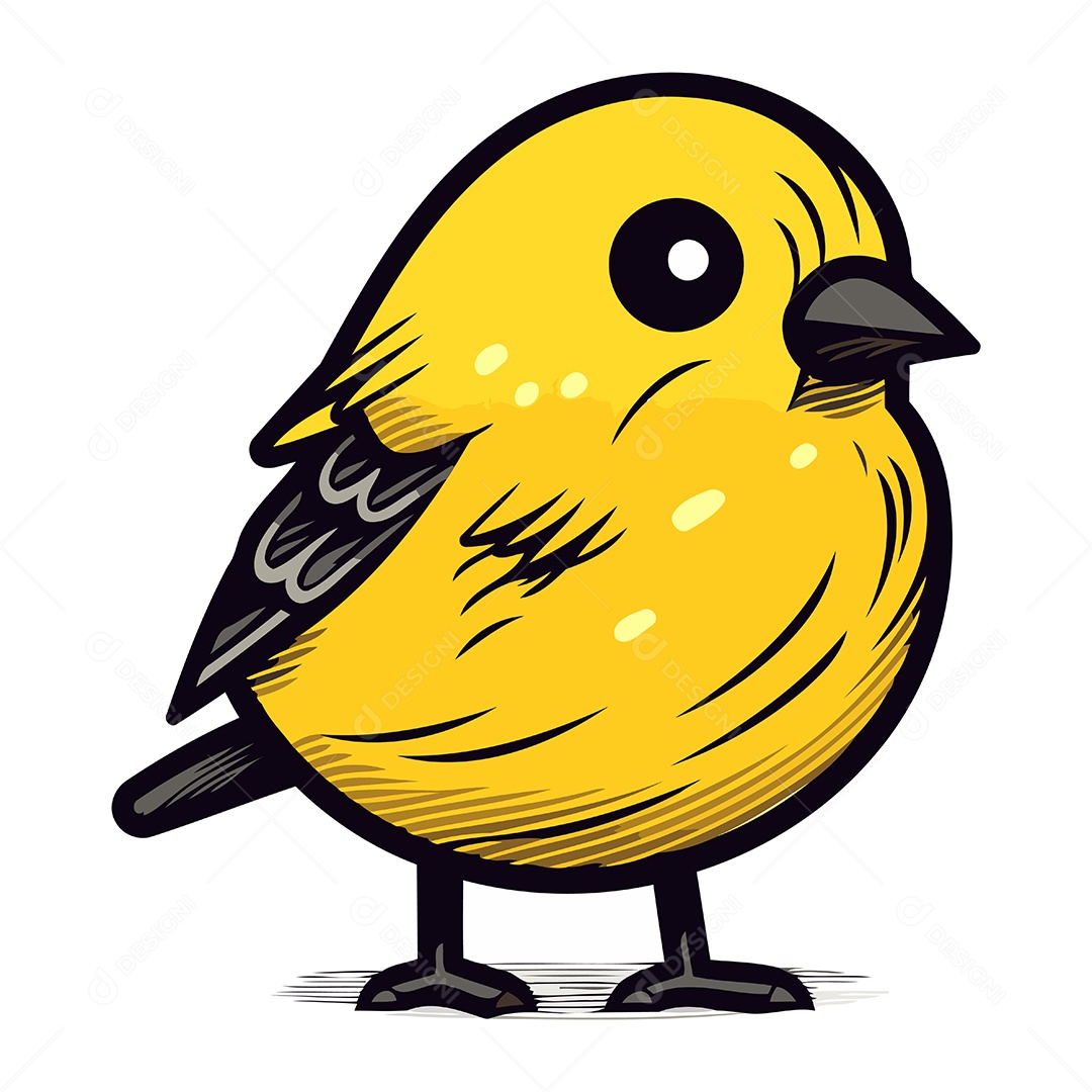 Passarinho Amarelo Fofo Ilustração Vetor EPS