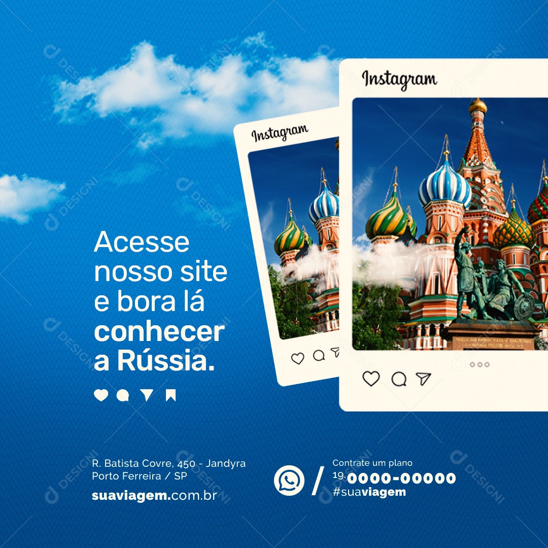Agência de Viagens Acesse nosso Site e Bora lá Conhecer a Rússia Social Media PSD Editável