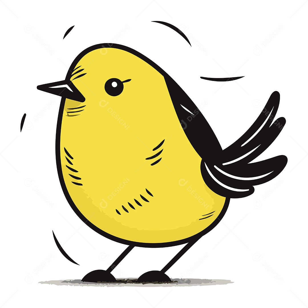 Passarinho Amarelo Fofo Ilustração Vetor EPS
