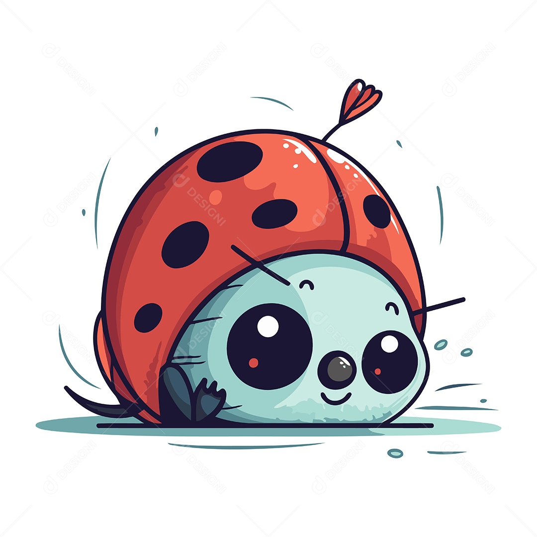 Joaninha de Desenho Animado Ilustração Vetor EPS