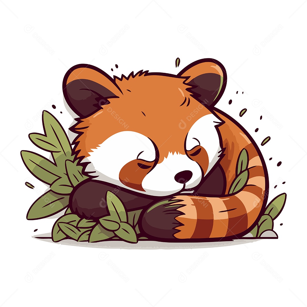 Panda Vermelho de Desenho Animado Ilustração Vetor EPS